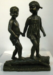 Db Bronze Girl And Boy On Log From Blog