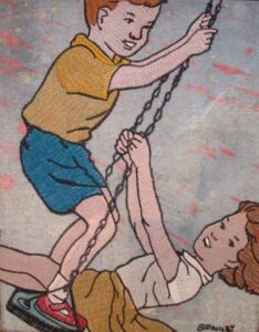 Db153 Boy And Girl On Swing Embroidery 26X31Cm From Blog