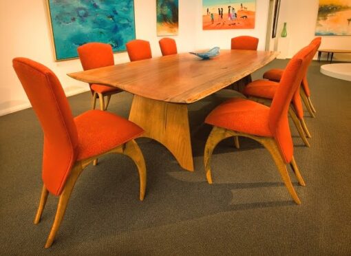 Dining Table Spock Marri With Orange Crab Chairs
