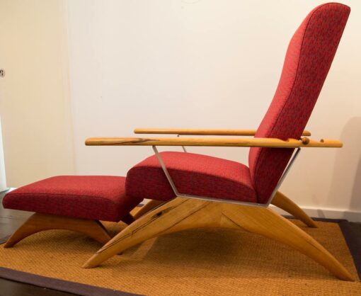 Gnarabup Chair And Foot Stool With Red Fabric Side