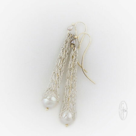 K14 Gemma Baker Jeweller Abrolhos Pearl French Knitted Earrings