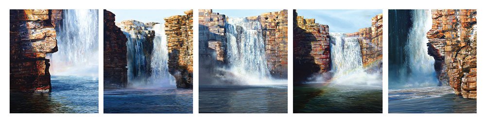 Larry Mitchell Mitchell Falls 5 Panels 70 X 60 Cm