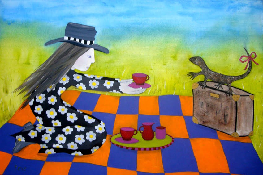 Rebecca Pierce Tea Party In The Sun With Lizzie 152x101cm 5250