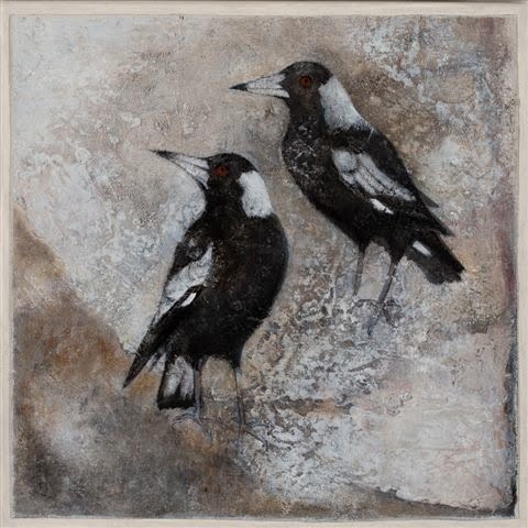 Helen Forbes 2 Magpies 30x30cm 450