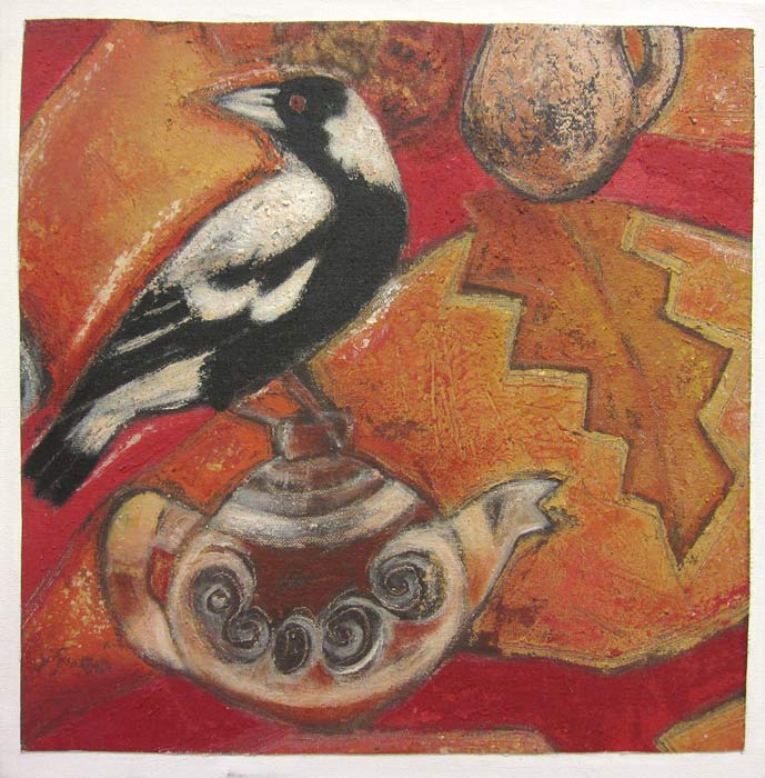 Helen Forbes Magpie And Teapot 30x30cm 425