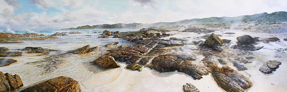 Larry Mitchell Rivermouth Rockpools 274cm X 92cm