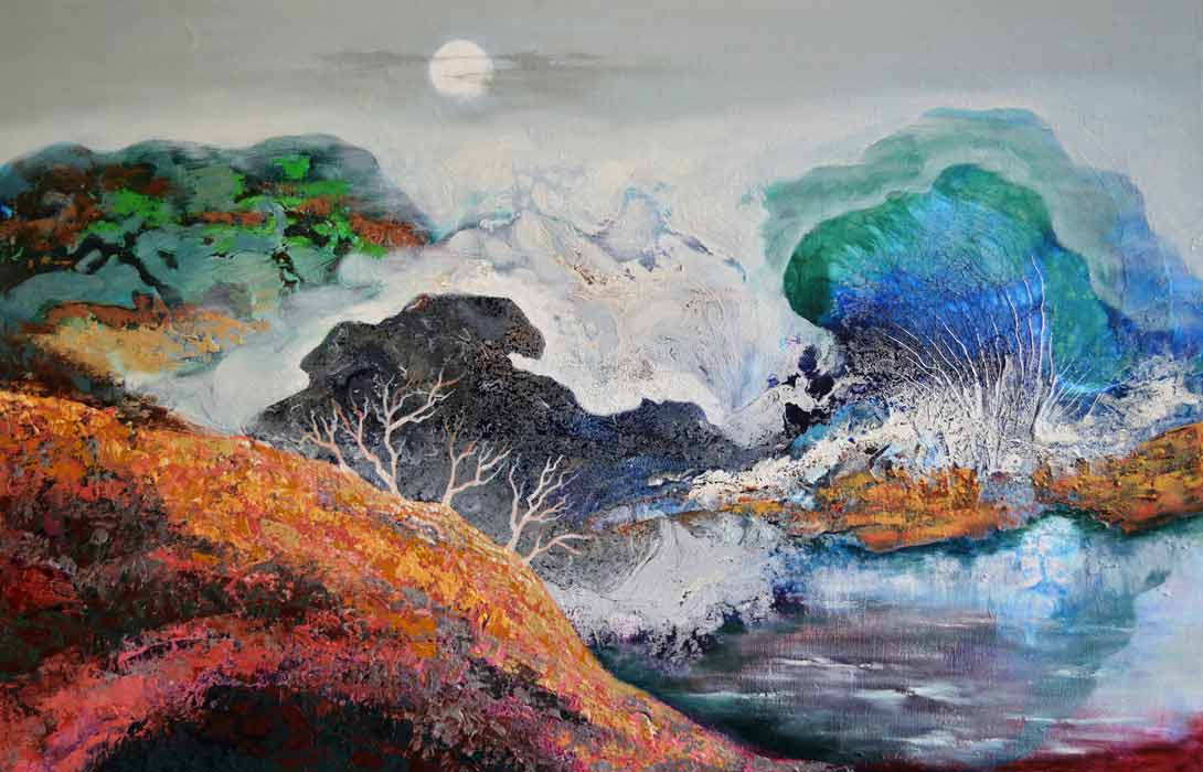 Moon And Cloud With Mist 72x112cm