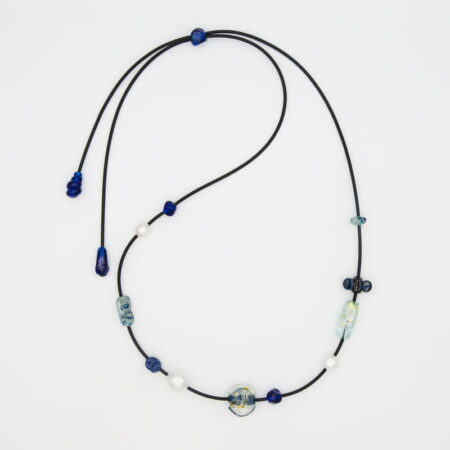 Evelyn Henschke Blue Beads 3 Pearl Necklace