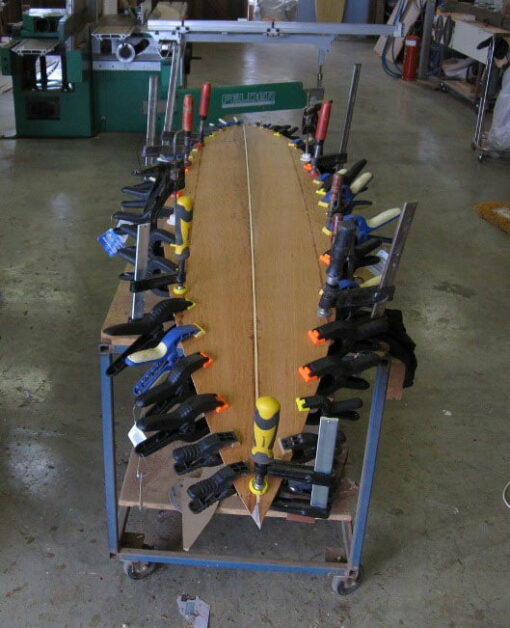 Surfboard 7 6 Sheoak Bottom Glued Onto Frame