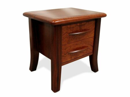 Modern Sleigh Jarrah Bedside Table Angle