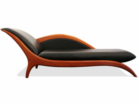 Sues Chaise Lounge Sheoak Timber With Black Leather