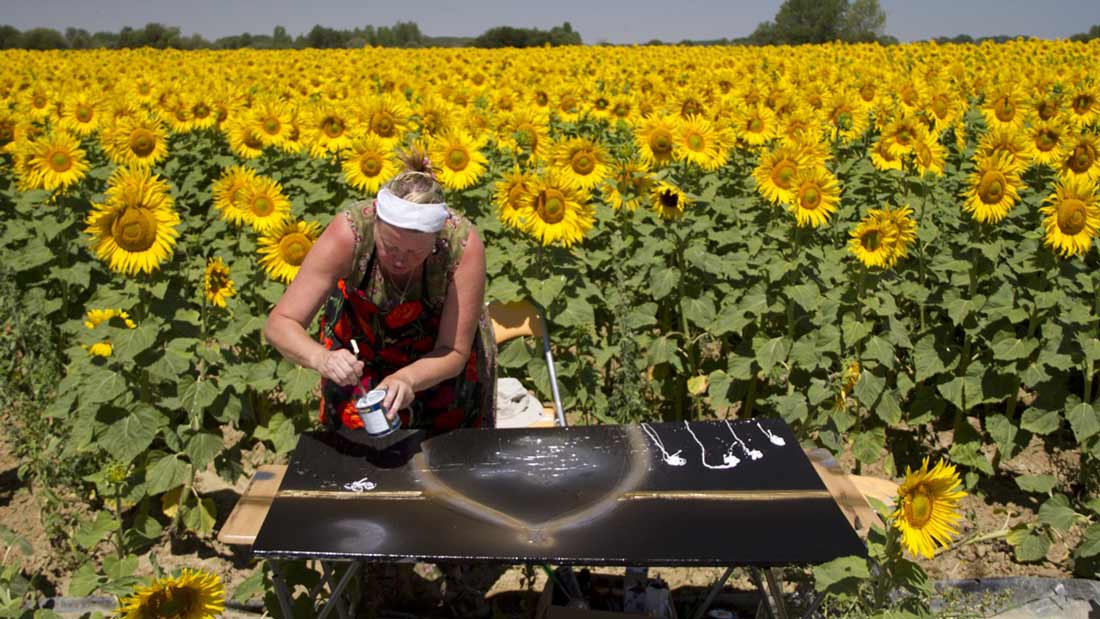 Karin Luciano On The Meseta Sunflower Fields Palencia Region Spain Karin Luciano On The Meseta Sunflower Fields Palencia Region Spain