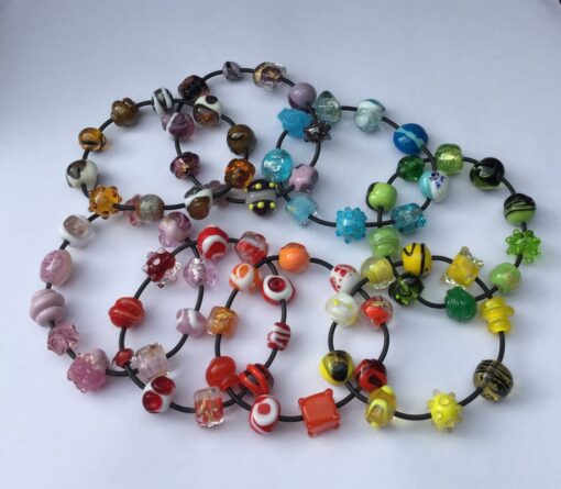 Evelyn Henschke Glass Bead Bracelets Assorted Colours