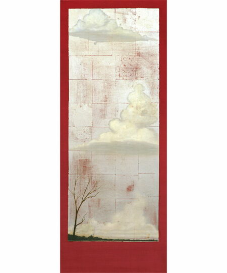 Shaun Atkinson Wallcliffe Road Series Red 65x165cm Oil And Silver Leaf On Canvas