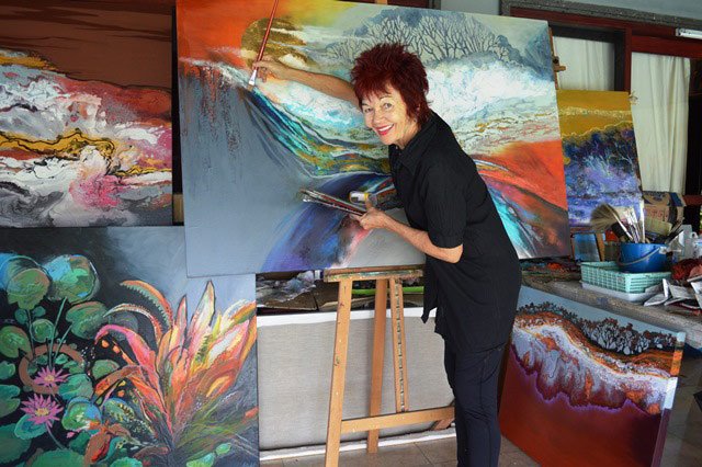 Astrid Dahl Painting In Studio