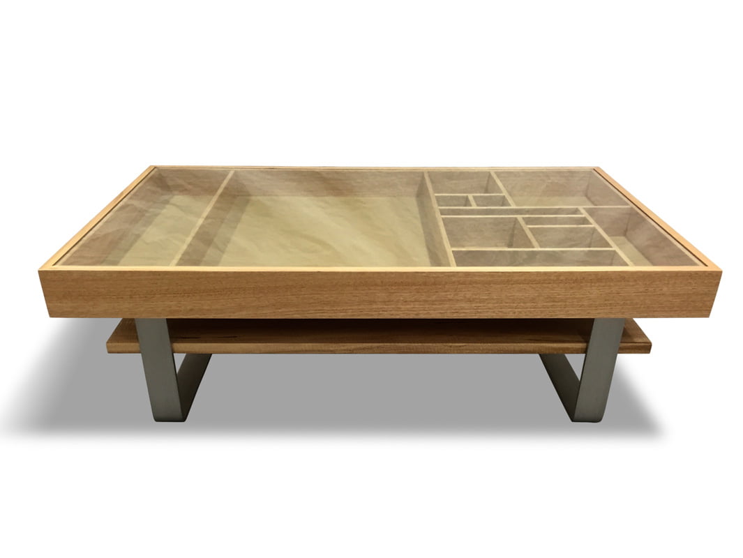 Wood Glass Top Display Coffee Table