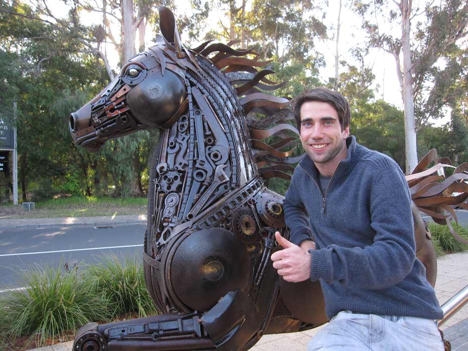 Jordan Sprigg With Red Thunder Horse Sculpture 1