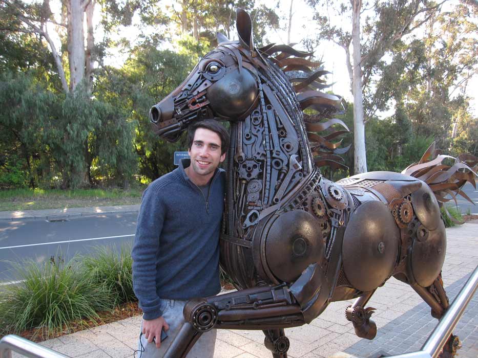 Jordan Sprigg With Red Thunder Horse Sculpture 2