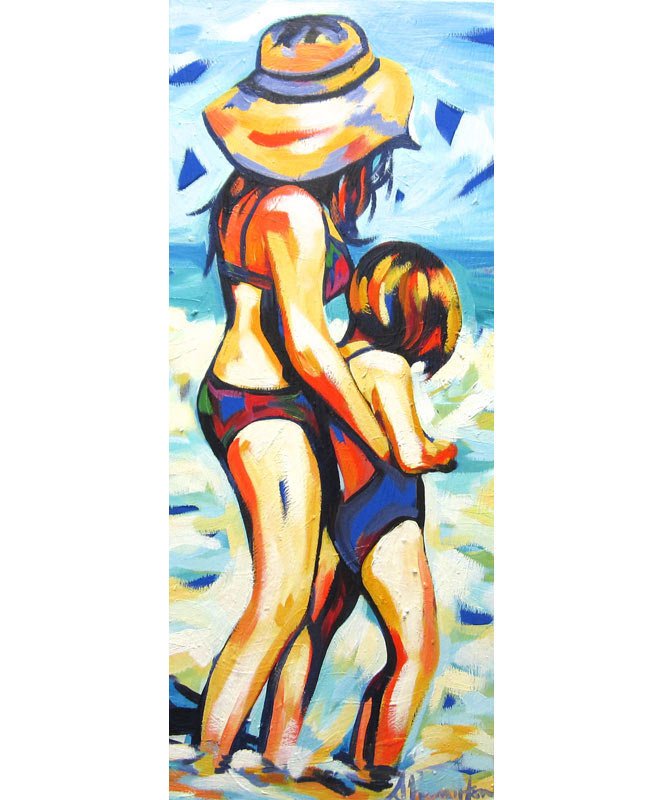 Shannon Hamilton Mother And Child In Surf 36X85Cm