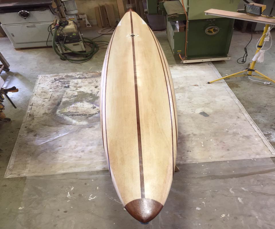 10 Gun Banks Wooden Surfboard Glassing 2