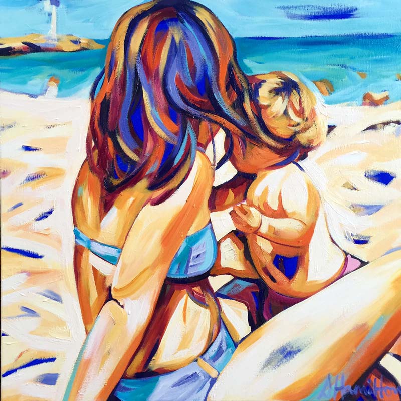 Shannon Hamilton Mother And Child At City Beach Painting