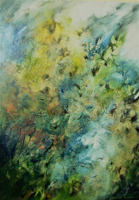 Susan Angwin Meditation In Motion In Greens Painting