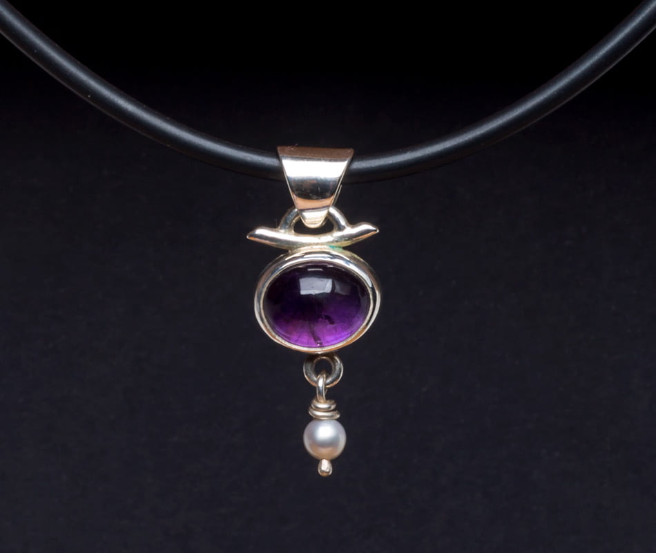 Emma Cotton Amethyst Pearl Pendant