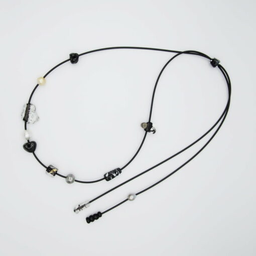Evelyn Henschke 4 Pearl Glass Bead Lasso Necklace