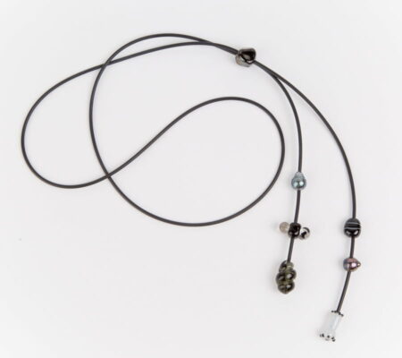 Evelyn Henschke Lariat Pearl Glass Bead Necklace