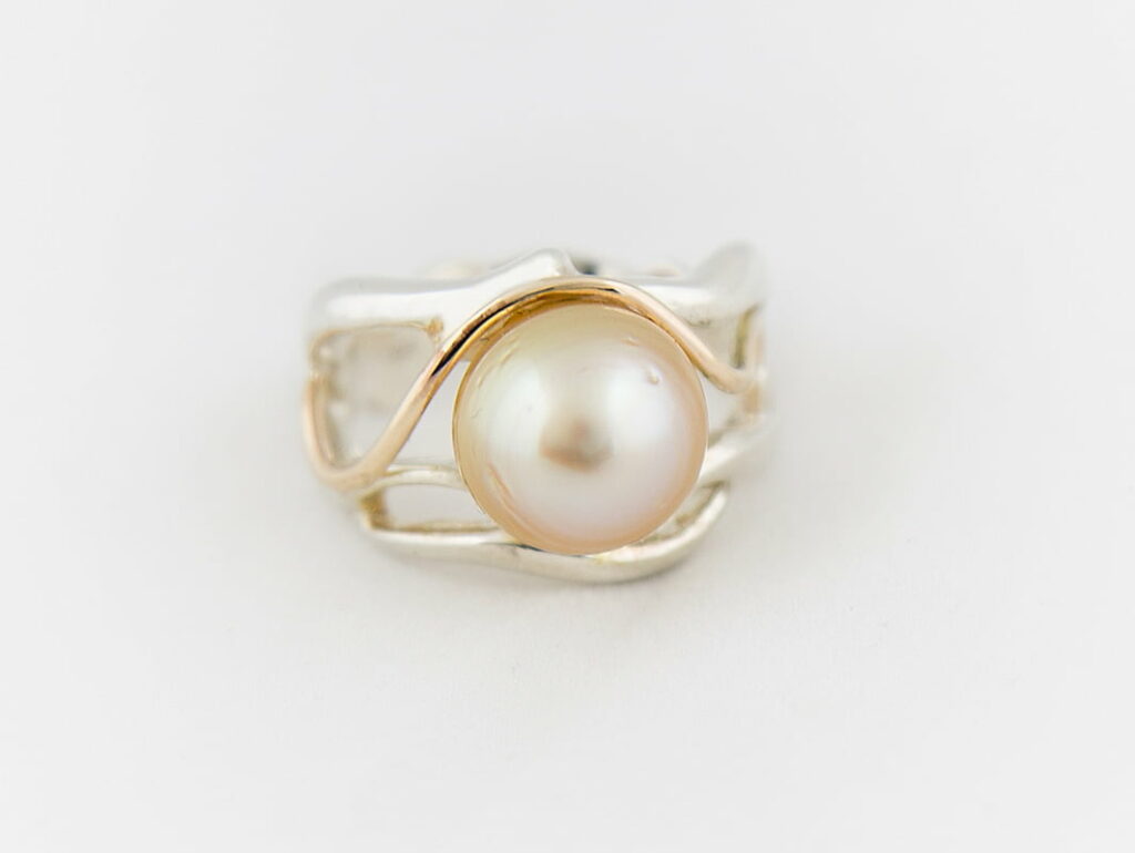Gemma Baker Swirl Golden Pearl Ring