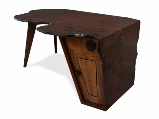 Folded Ranges Designer Burl Desk Front Angle