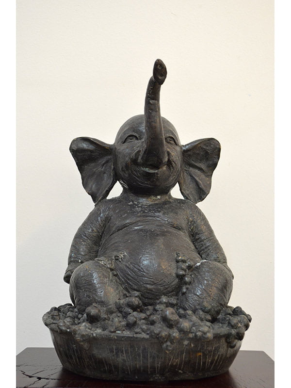 David Bromley Elephant In Bath Tub Front Sculpture