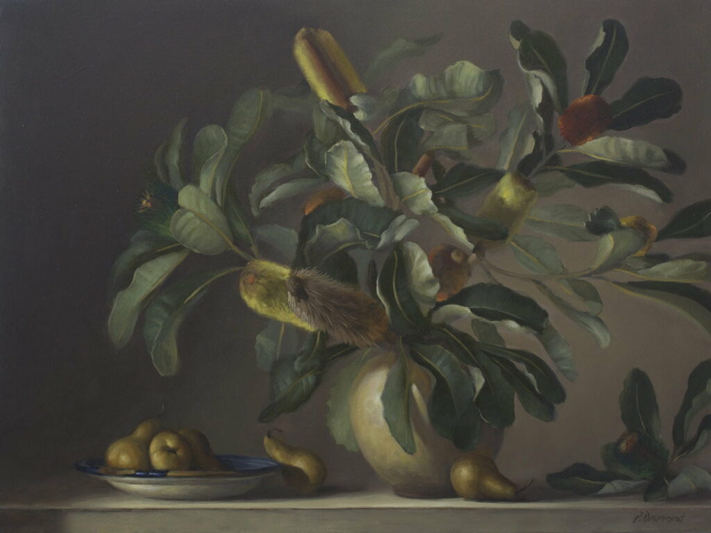 Philip Drummond Banksia And Pears Painting