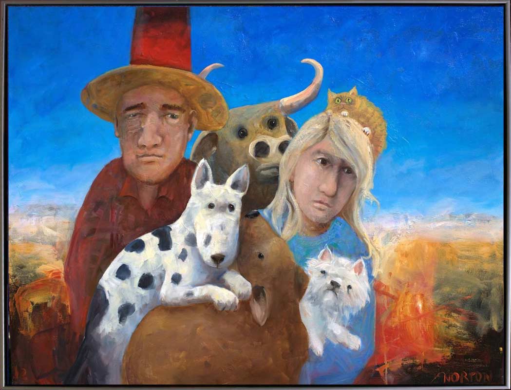 Helen-Norton-Outback-Family Framed-Painting helen norton outback family framed painting