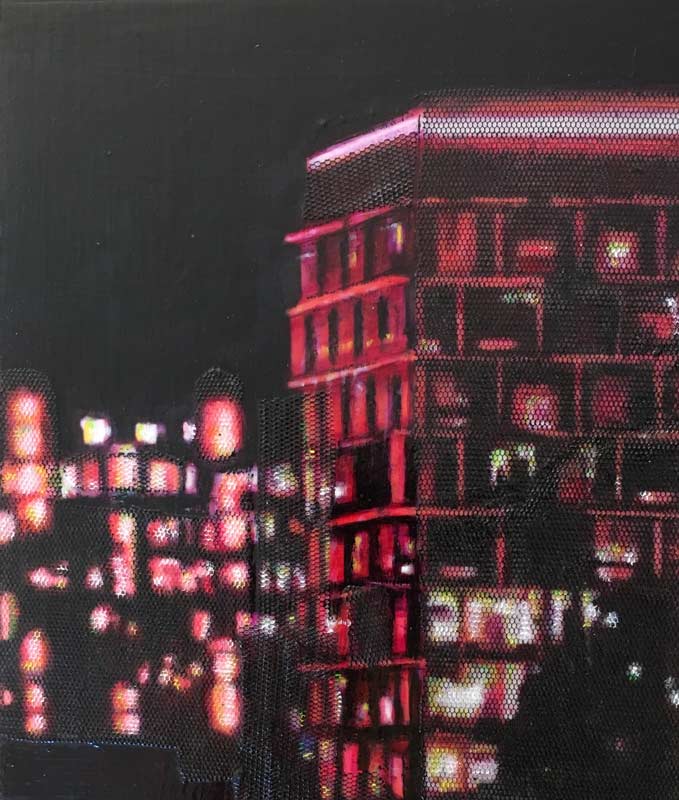 Narelle-Pendlebury-Council-House-Red-Night-Painting narelle pendlebury council house red night painting