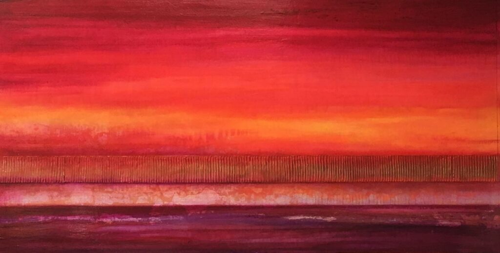 Narelle Pendlebury Magenta Gold Painitng