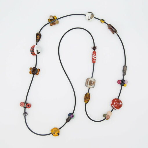 Evelyn Henschke Long Brown Glass Beads Necklace