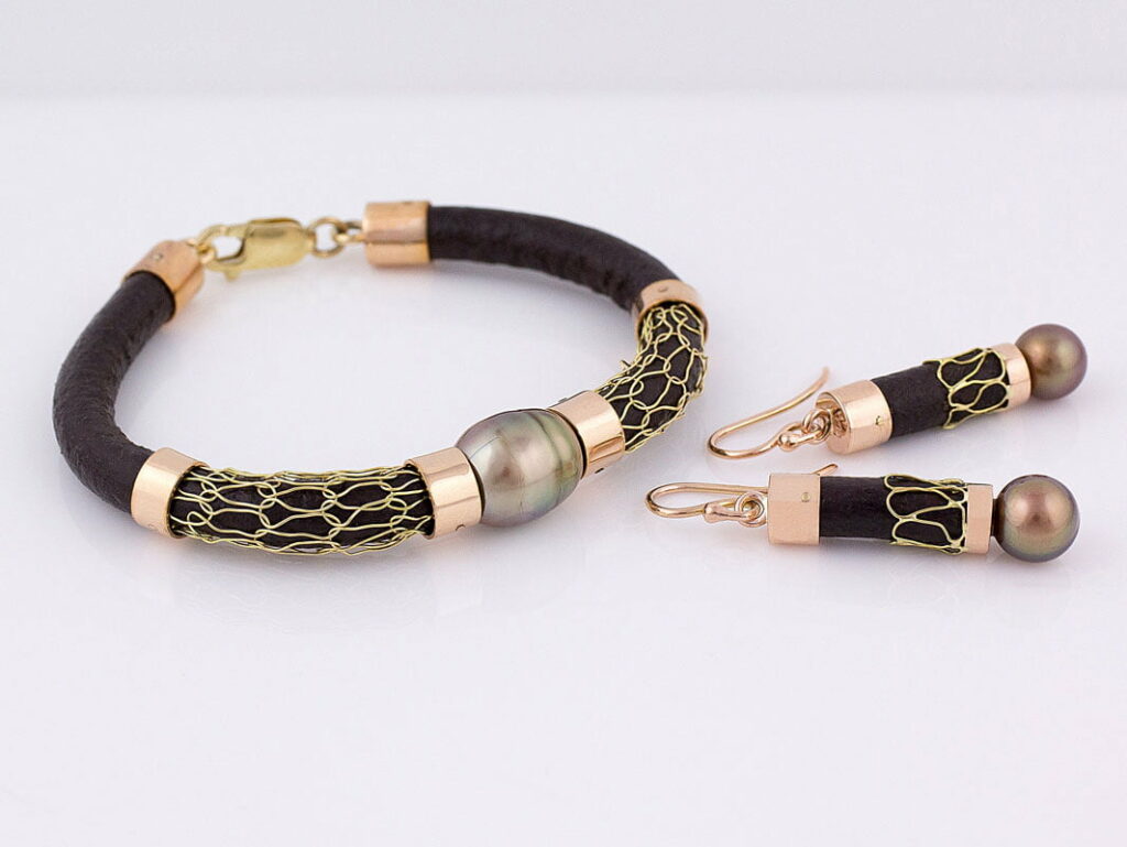 Gemma Baker Bronze Pearl Bangle And Bronze Pearl Earings