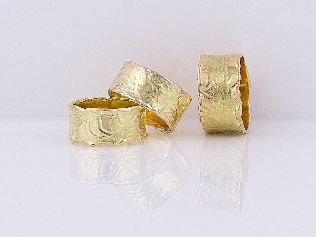 Gemma Baker Molten Embossed Gold Rings Gba310