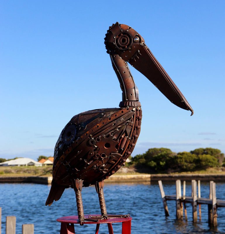 Jordan Sprigg Pelican 2 Recycled Metal Sculpturejpg