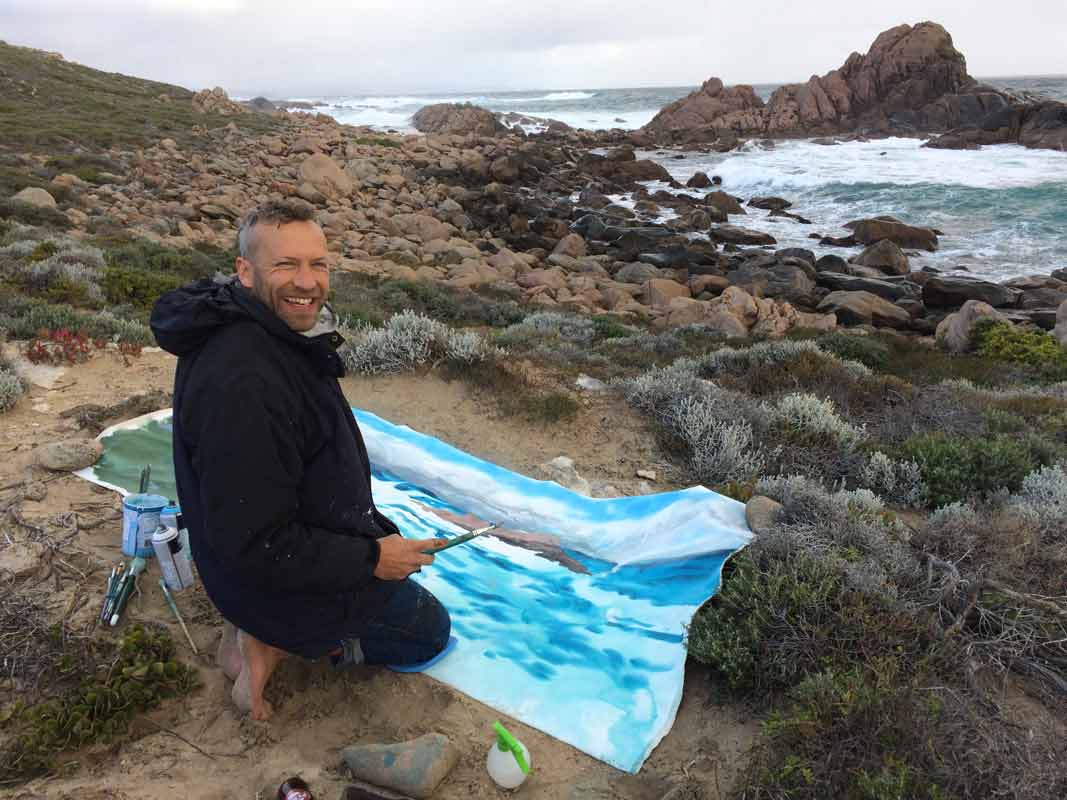 Joe Webster Painting At Sugarloaf Rock On Location