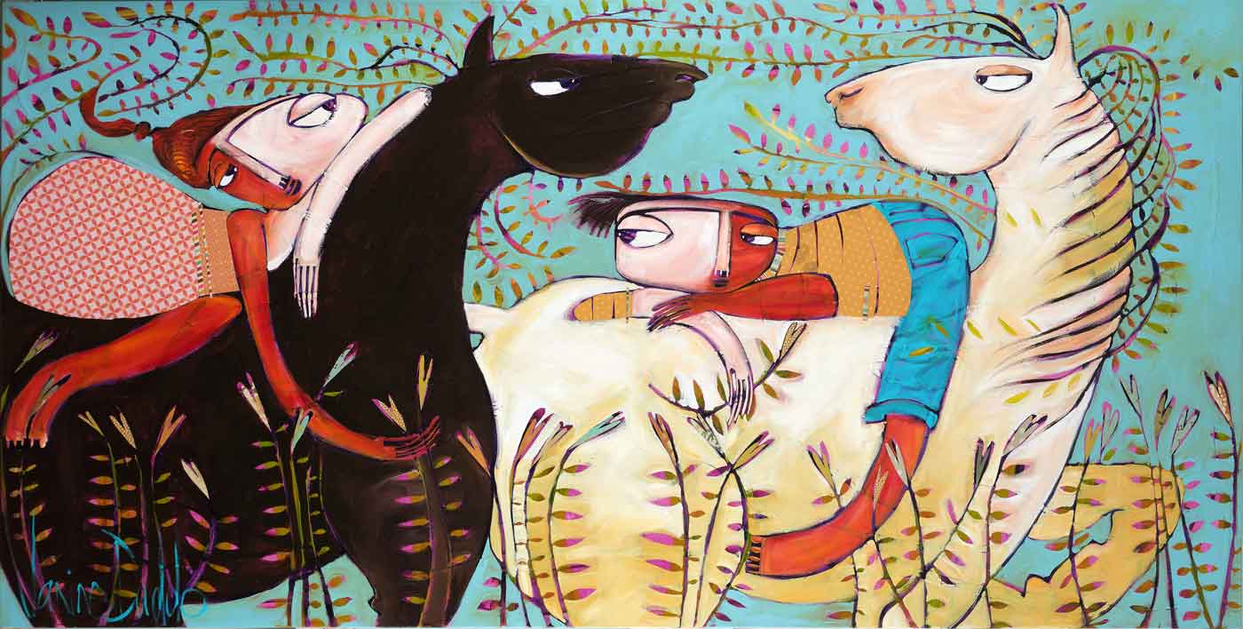 Janine Daddo Chance Meeting on Horseback Painting Janine Daddo - Chance Meeting on Horseback