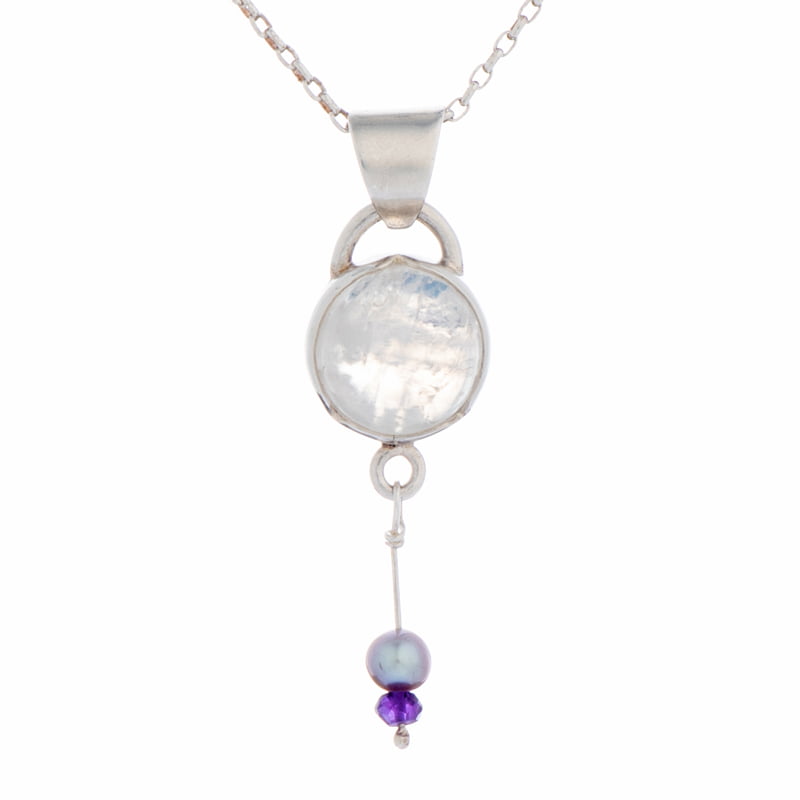 Emma Cotton Moon Drops Pendant Moonstone Amethyst