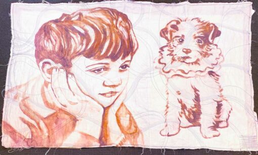 David Bromley Boy And Dog Quilt Front