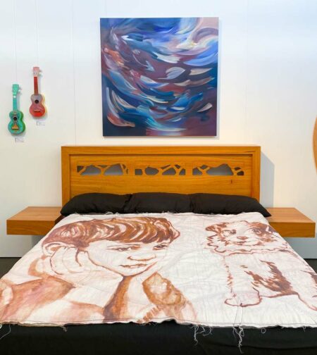 David Bromley Boy And Dog Quilt On Bed 2
