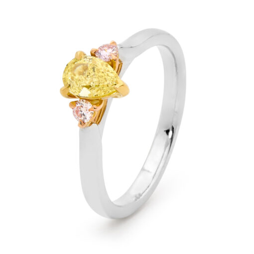 Desert Rose Jewellery Argyle Yellow Pink Diamond Trilogy Ring Edjr023