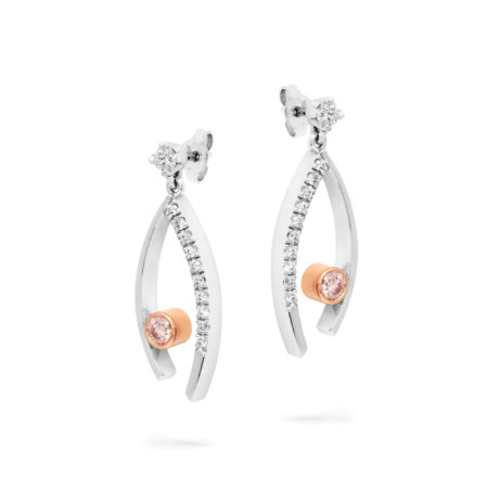 Desert Rose - Chic Pink Diamond Curve Earings