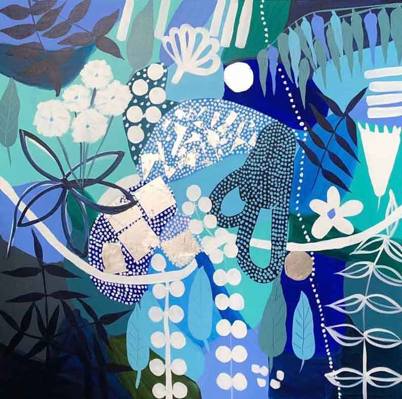 Joan-Blond Caribbean-Blue -Art-Painting Joan Blond - Caribbean Blue