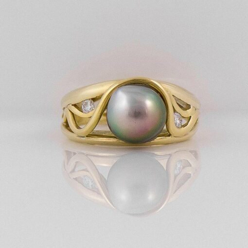Gba Gemma Baker Gold Pearl Diamond Ring