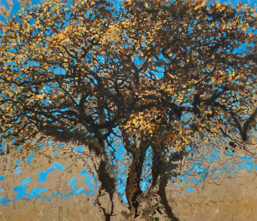 Joe Webster Mighty Oak Losing Leaves On A Bright Winter Day Painting